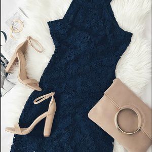 Lulus Love Poem Navy Blue Lace Mini Dress - XS - New